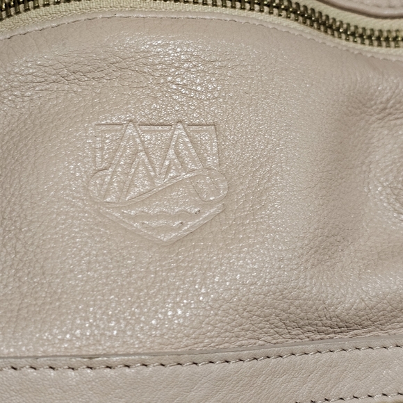 I MALATESTA Blush Nude Triple Compartment Leather Satchel Purse - Picture 6 of 12